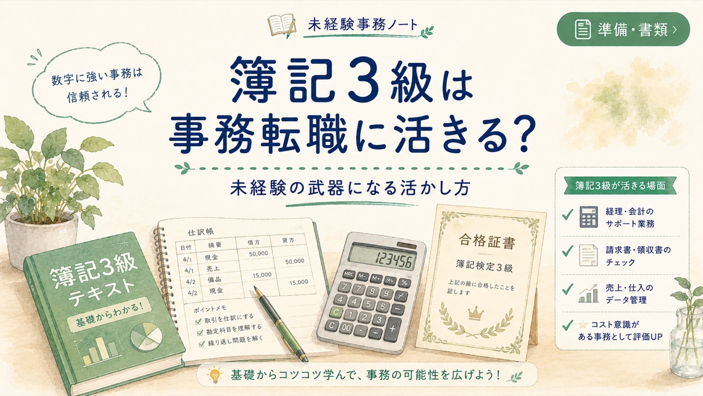 簿記3級は事務転職に活きる?未経験の武器になる活かし方