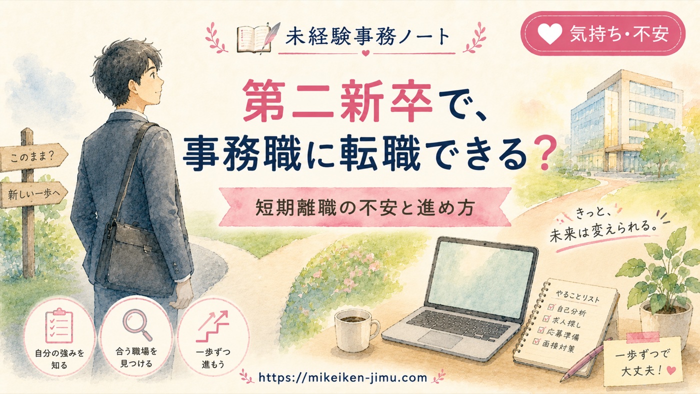 第二新卒で事務職に転職できる?短期離職の不安と進め方