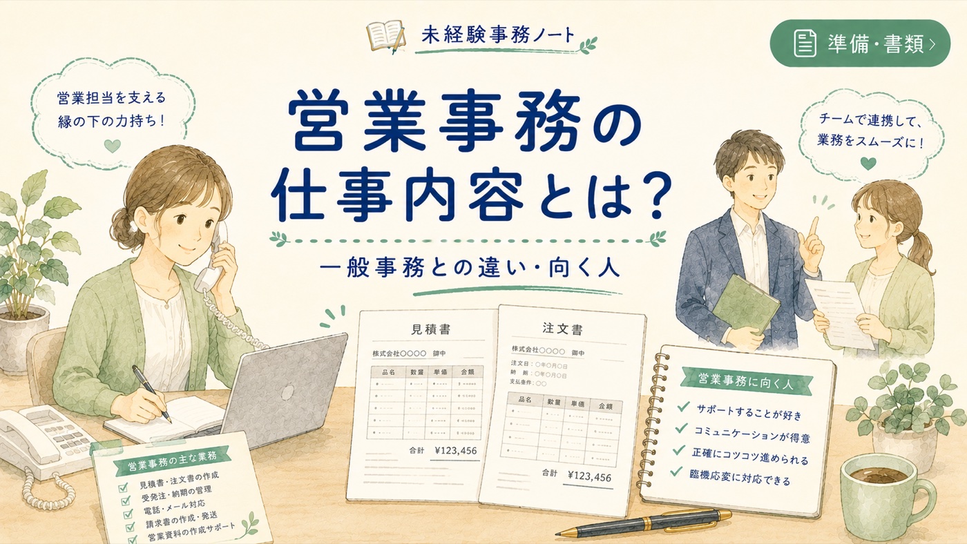 営業事務の仕事内容とは?一般事務との違い・向く人