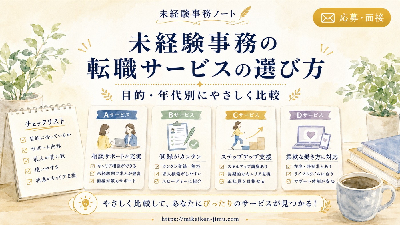 未経験事務の転職サービスの選び方|目的・年代別にやさしく比較