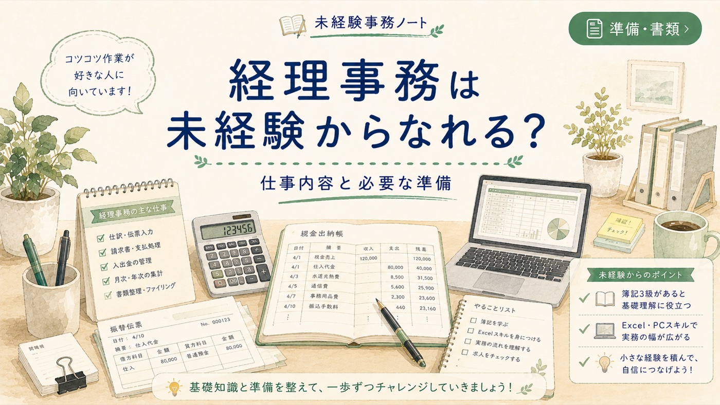 経理事務は未経験からなれる?仕事内容と必要な準備