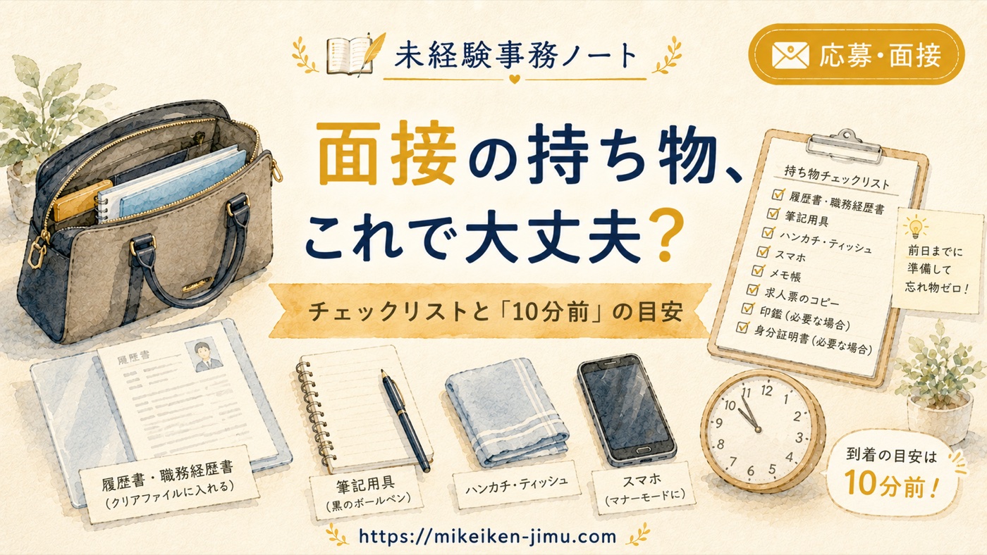 面接の持ち物と到着時間|事務の面接当日に慌てないための準備