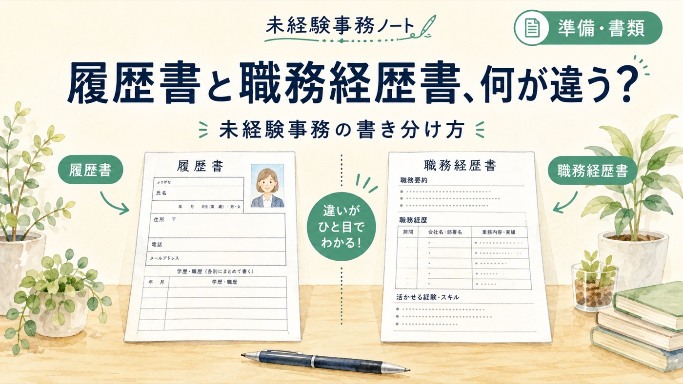 履歴書と職務経歴書、何が違う?未経験事務の書き分け方