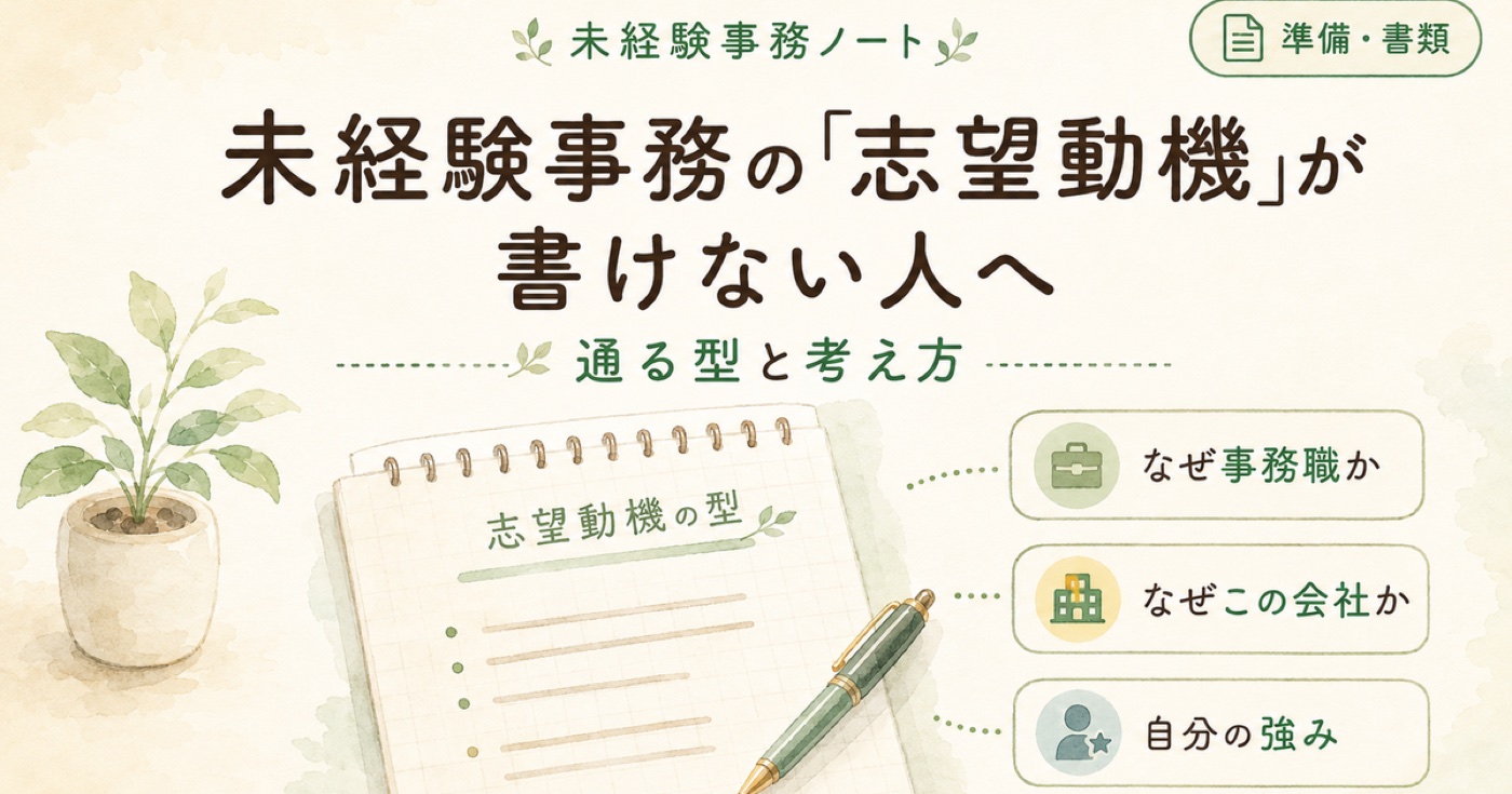 未経験事務の「志望動機」が書けない人へ|通る型と考え方
