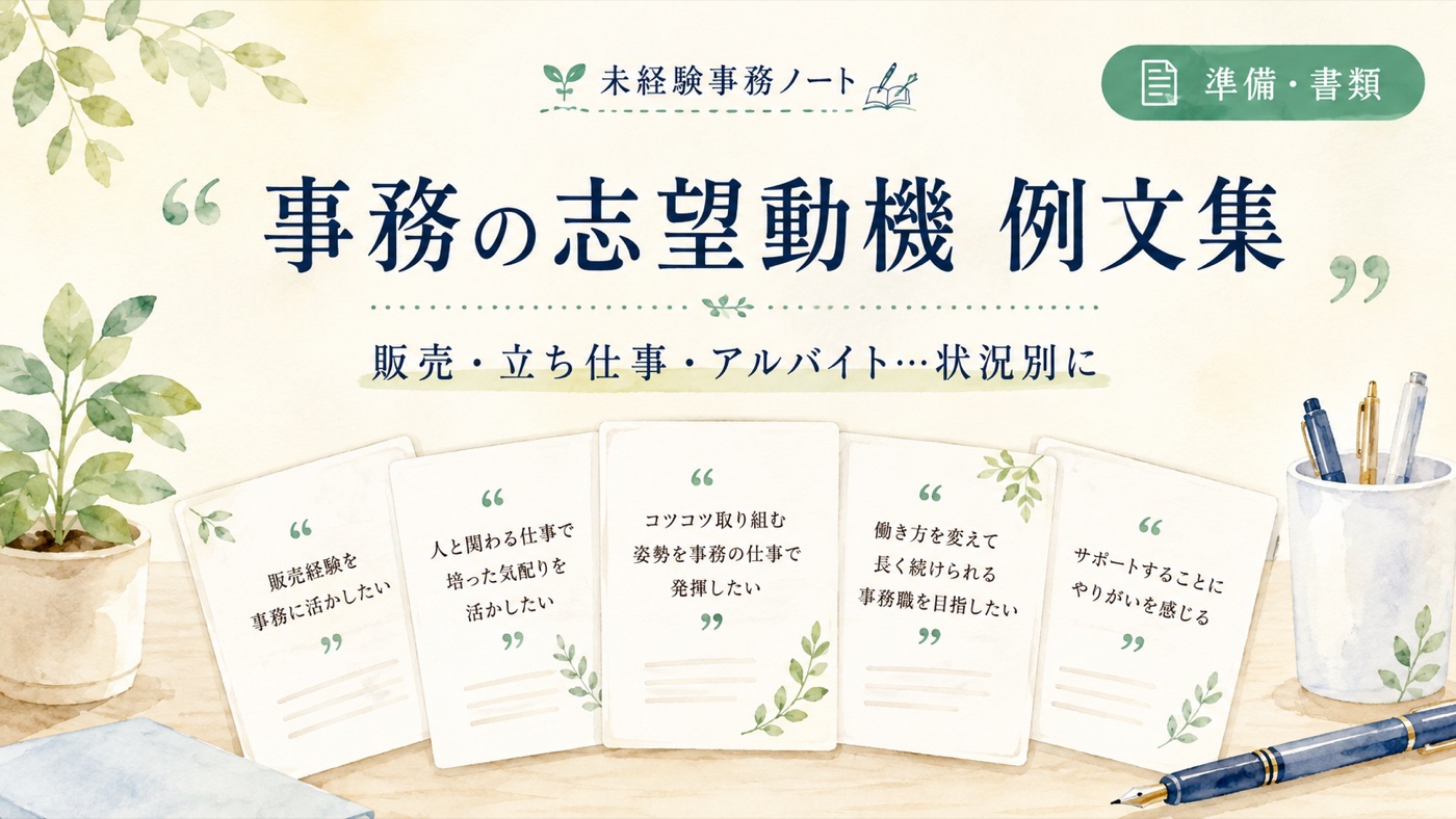 事務の志望動機 例文集|販売・立ち仕事・アルバイト…状況別に