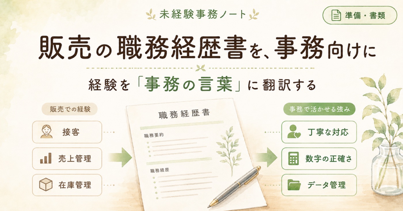販売・接客の職務経歴書を「事務向け」に書くコツ