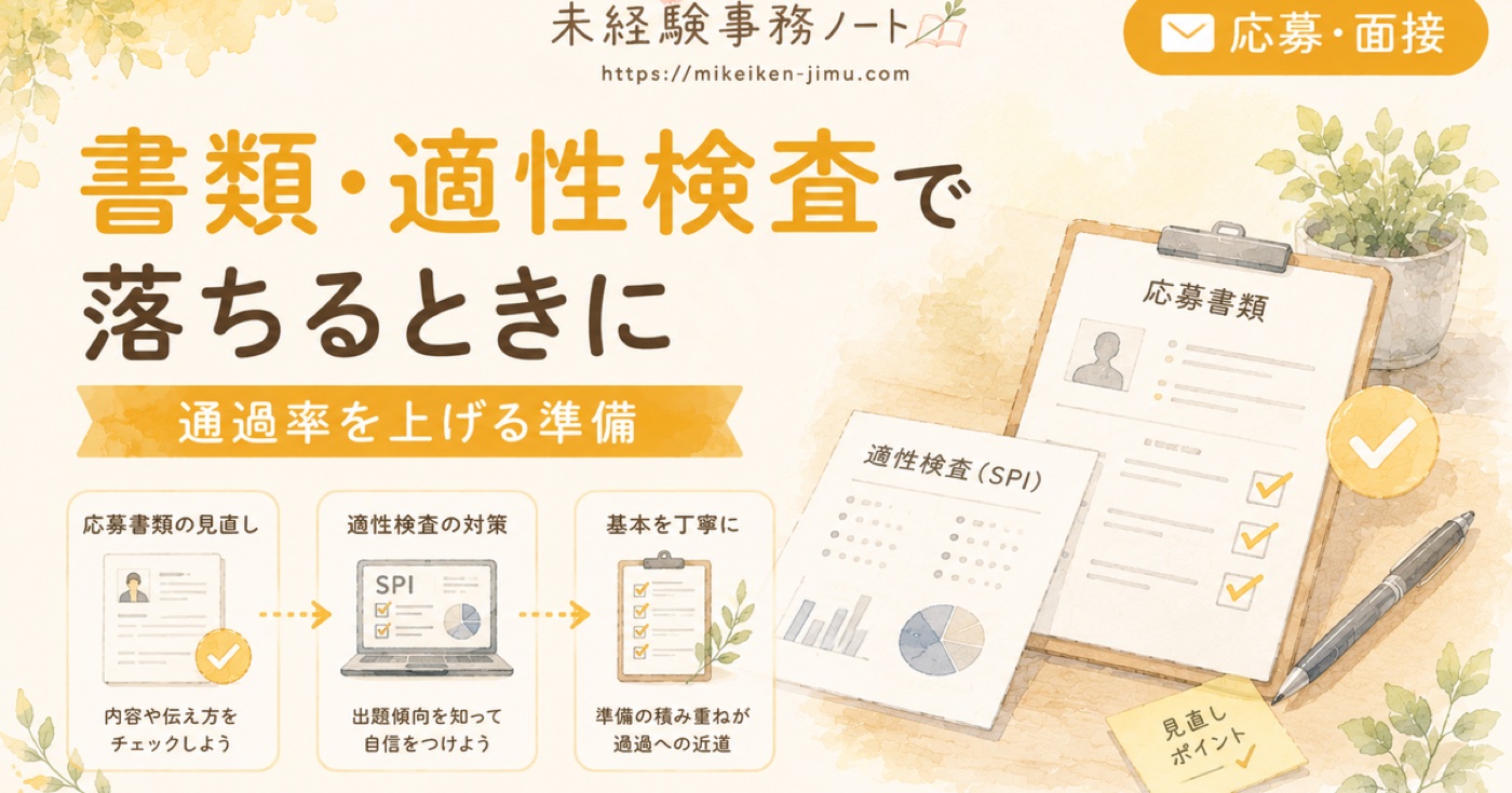 未経験事務で書類・適性検査に落ちるときに見直すこと